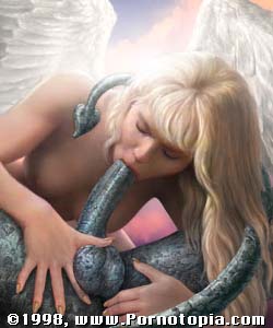 angel blowing devil